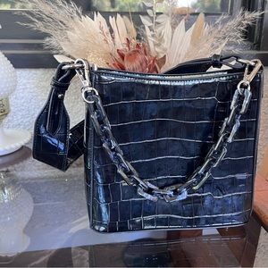 HVISK Amble Croc shoulder bag, small, black